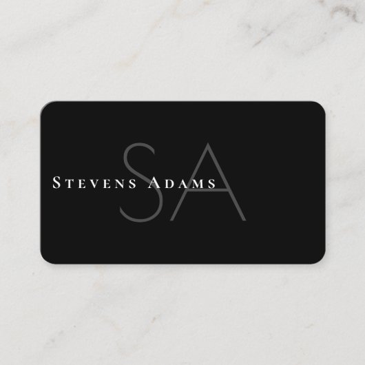 Chic Beruflich Schwarz und Weiß Mit Monogramm Visitenkarte (Vorderseite)