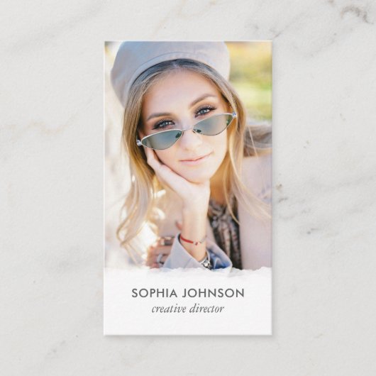 Chic Berufliches Foto QR Code Stilvolles Portrait Visitenkarte (Vorderseite)