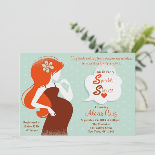 Chic besprühen Duschen-Einladung Einladung (Stehend Vorderseite)