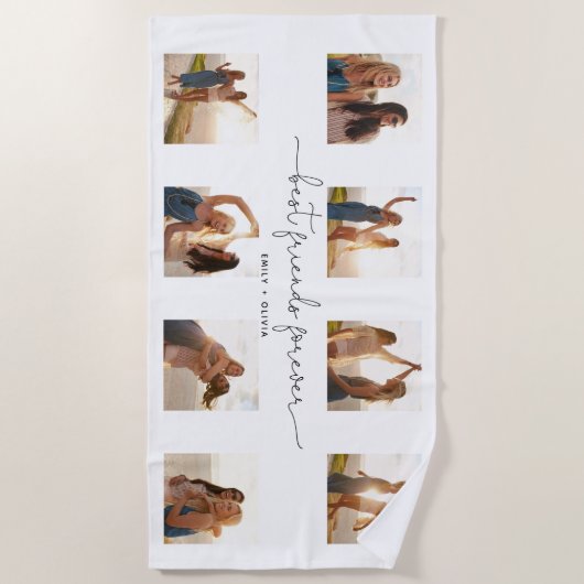 Chic Best Friends Forever Zitat 8 Foto Collage Strandtuch (Vorderseite)