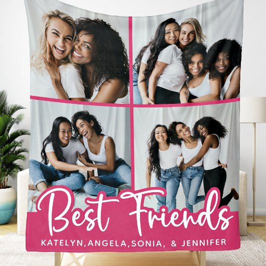 Chic Best Friends Personalisiert 4 FotoCollage Fleecedecke