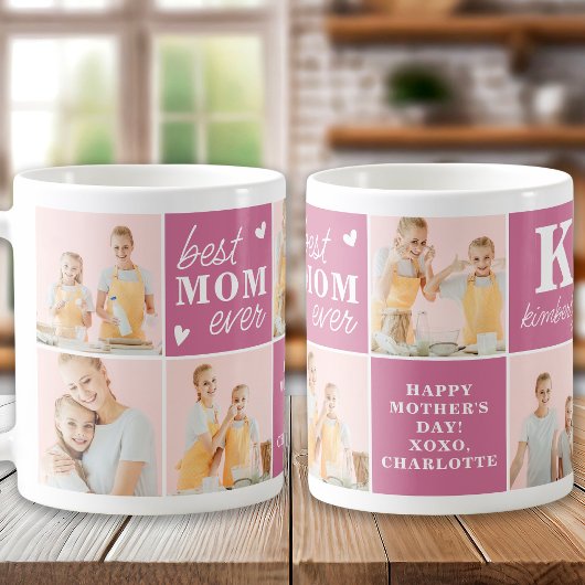 Chic Best MAMA je Custom Pink 7 FotoCollage Kaffeetasse