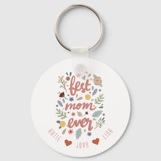 Chic Best Mama jemals Calligraphy Floral Schlüsselanhänger (Vorderseite)
