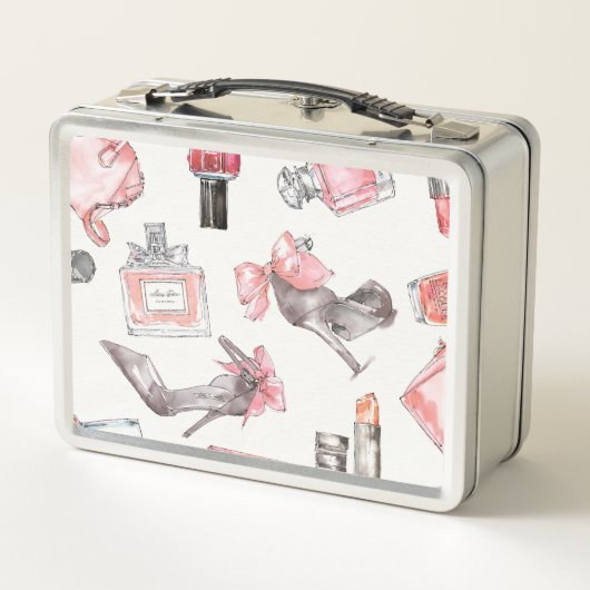 Chic betont | Aquarell-Mode Metall Brotdose (Rückseite)