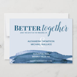 Chic Better Together blue water color brush brush  Magneteinladung
