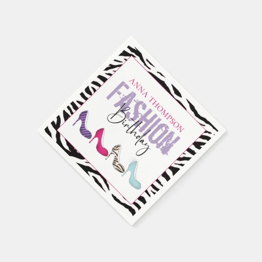 Chic Birthday Animal Print High Heel Shoes Serviette (Ecke)