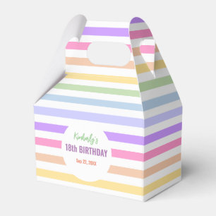 Chic Birthday Pastel Rainbow Weiße Streifen Geschenkschachtel