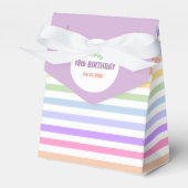 Chic Birthday Pastel Rainbow Weiße Streifen Geschenkschachtel (Vorderseite)