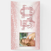 Chic Birthday Rose Gold Glitzer Lights Foto Banner (Vertikal)
