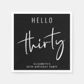 Chic Black 30. Geburtstag Party Serviette (Vorderseite)