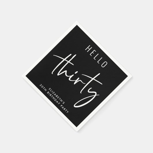 Chic Black 30. Geburtstag Party Serviette (Ecke)
