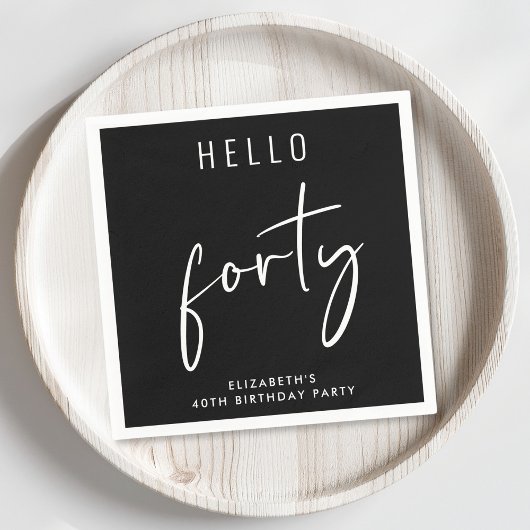 Chic Black 40. Geburtstag Party Serviette