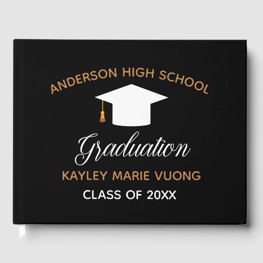Chic Black Abschluss Autograph Keepake 2025 Gästebuch (Vorderseite)