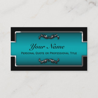 Chic Black and Aquamarin Metallic Business Cards Visitenkarte