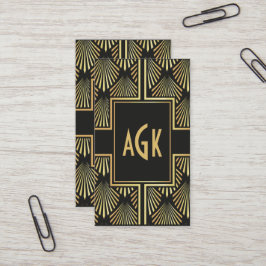 Chic Black and Gold Art Deco Business Card Visitenkarte