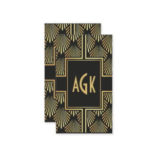 Chic Black and Gold Art Deco Business Card Visitenkarte