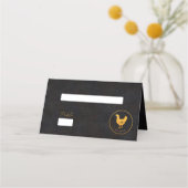 Chic Black and Gold Chicken Hochzeitsnahrung Platzkarte (Vorderseite)