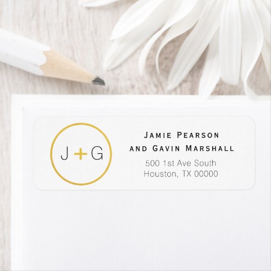 Chic Black and Gold Circle Couple Initials (Insitu)