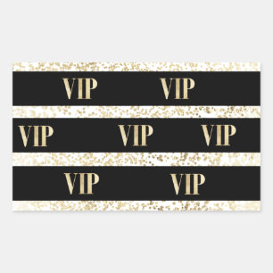 Chic Black and Gold Confetti Stripe VIP Rechteckiger Aufkleber