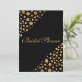 Chic Black and Gold Dots Brautparty Einladung (Stehend Vorderseite)