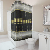 Chic Black and Gold Geometric Mit Monogramm Duschvorhang (Beispiel)