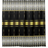 Chic Black and Gold Geometric Mit Monogramm Duschvorhang (Vorderseite)