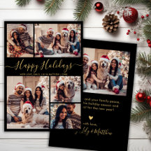 Chic Black and Gold Happy Holidays Script 5 Foto