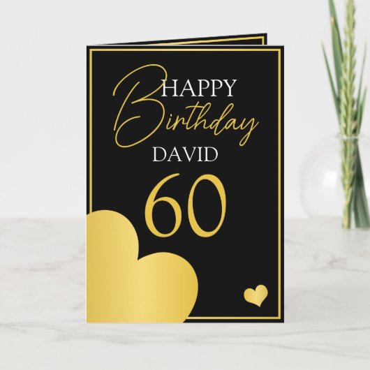 Chic Black and Gold Husband 60. Geburtstag Karte (Vorderseite)