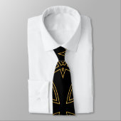 Chic Black and Gold Interlocking Design Neck Tie Krawatte (Gebunden)
