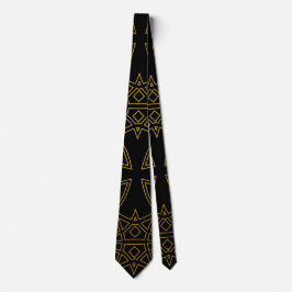 Chic Black and Gold Interlocking Design Neck Tie Krawatte