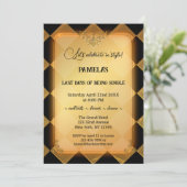 Chic Black and Gold Junggeselinnen-Abschied Einladung (Stehend Vorderseite)
