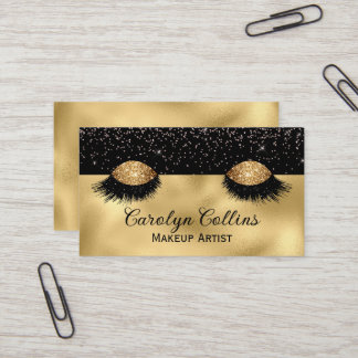 Chic Black and Gold Makeuyes Business Card Visitenkarte