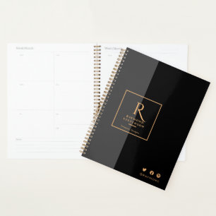 Chic Black and Gold Mit Monogramm Planer
