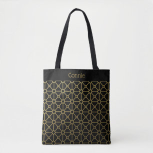 Chic Black and Gold Muster Personalisiert Tasche