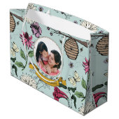 Chic Black and Gold Queen Bee Royal Crown Foto Große Geschenktüte (Rückseite Schrägansicht)