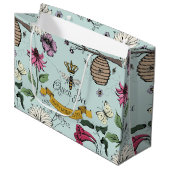 Chic Black and Gold Queen Bee Royal Crown Foto Große Geschenktüte (Vorderseite Schrägansicht)