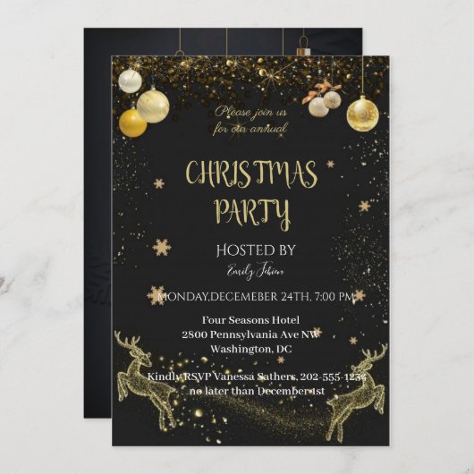 Chic Black and Gold Save The Date (Vorne/Hinten)