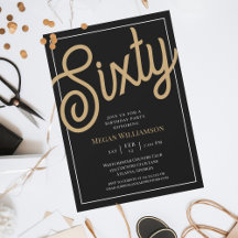 Chic Black and Gold Script 60. Geburtstag