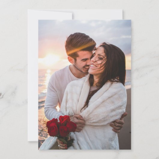 Chic Black and Gold Script Art Deco Foto Hochzeit Save The Date (Rückseite)