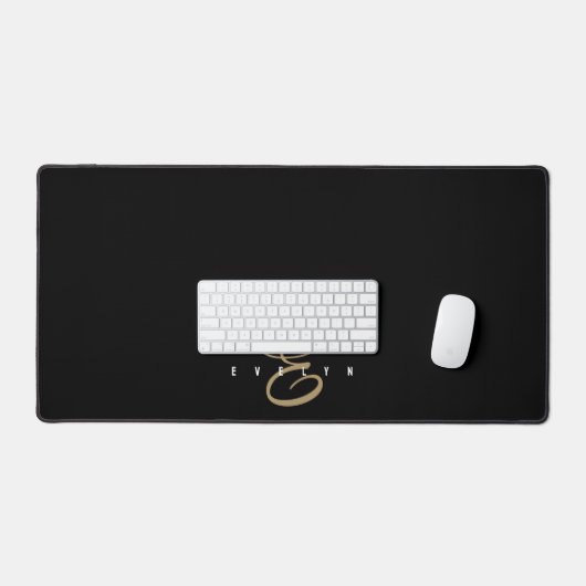 Chic Black and Gold Script Monogram Notebook Schreibtischunterlage (Tastatur & Maus)