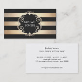 Chic Black and Gold Striping Designer (kein Glanz) Visitenkarte (Vorne/Hinten)