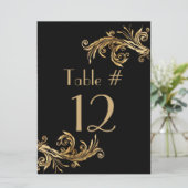 Chic Black and Gold Tone Wedding Tischnummer (Stehend Vorderseite)