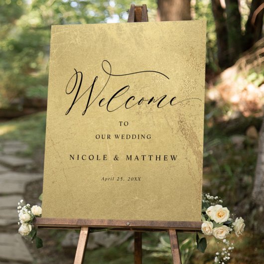 Chic Black and Gold Vertical Wedding Willkommensze Poster