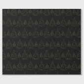 Chic Black and Gold Weihnachtsbaum Geschenkpapier (Flach)