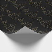 Chic Black and Gold Weihnachtsbaum Geschenkpapier (Ecke)