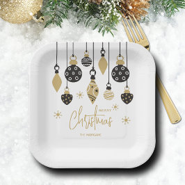 Chic Black and Gold Weihnachtsschmuck Pappteller