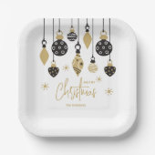 Chic Black and Gold Weihnachtsschmuck Pappteller (Vorderseite)