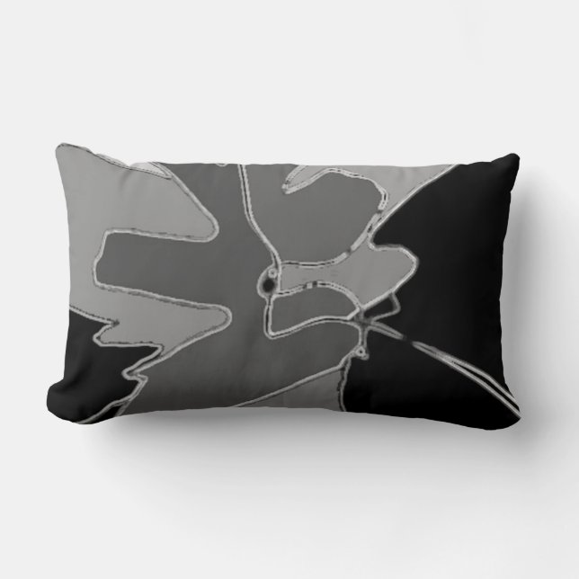 Chic Black and Gray Abstrakt Art Moderne Lendenkissen (Vorderseite)