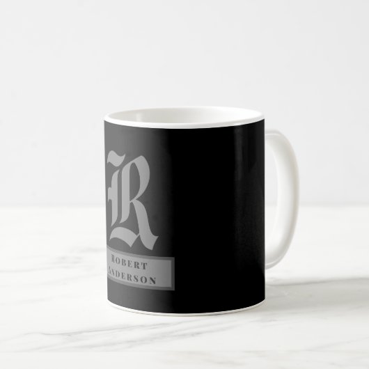 Chic Black and Gray Classic American Text Kaffeetasse (VorderseiteRechts)