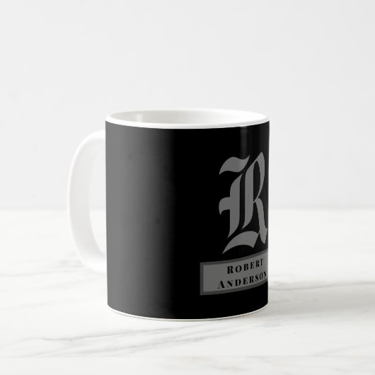 Chic Black and Gray Classic American Text Kaffeetasse (Vorderseite Links)